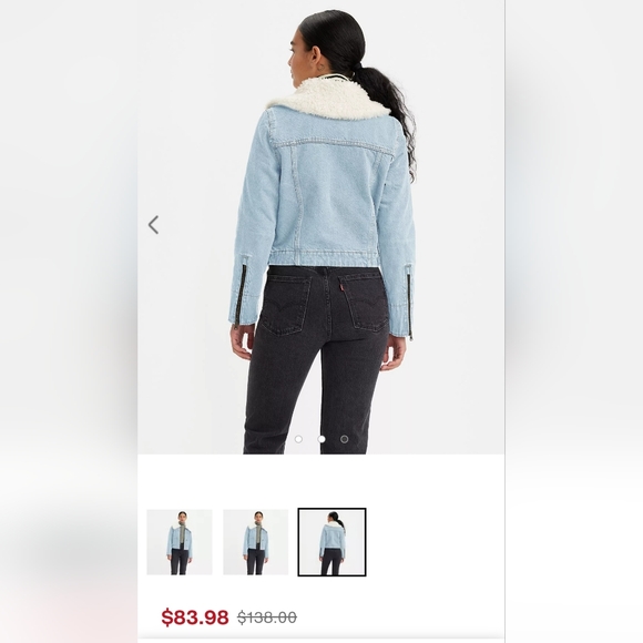 Levis Premium Retro Sherpa Trucker Jacket  Long Zip Bell Sleeves szM E.U.C. - Picture 12 of 12